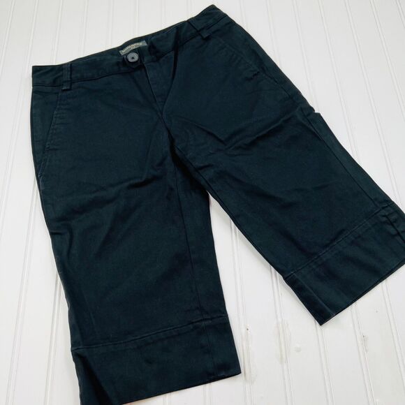 Banana Republic Stretch Mid‎ Rise Bermuda Short Size 4 Flat Front Dark Wash - Picture 1 of 6